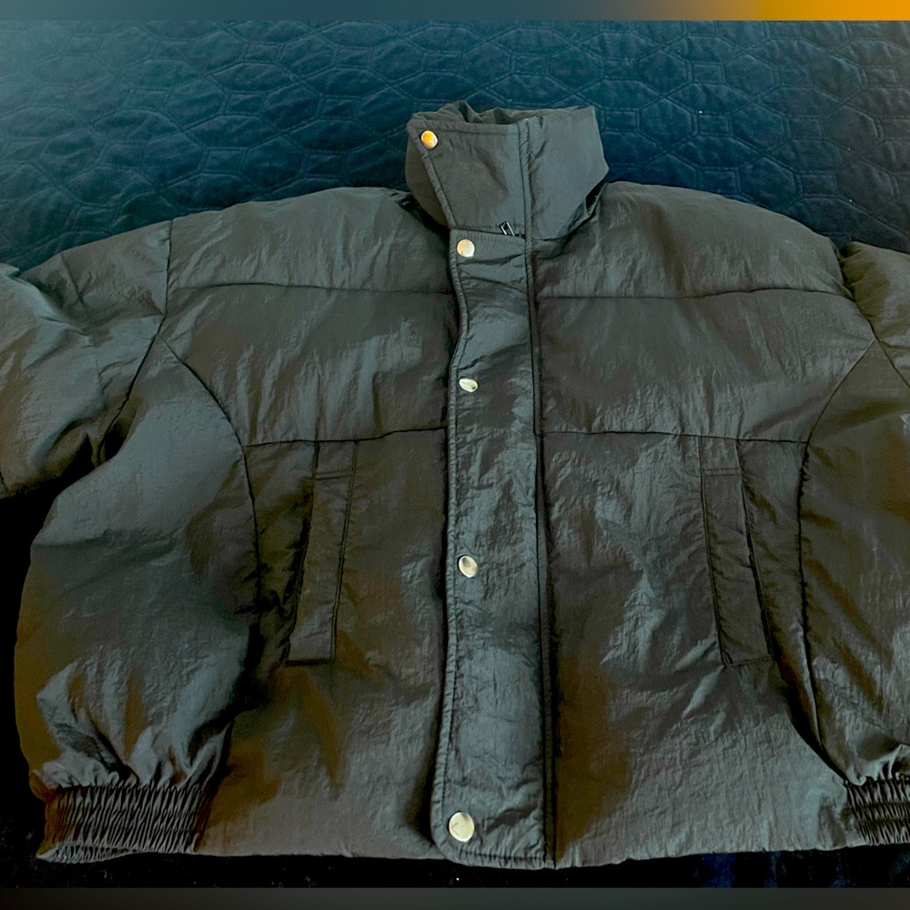 Free People mid weight retro puffer black